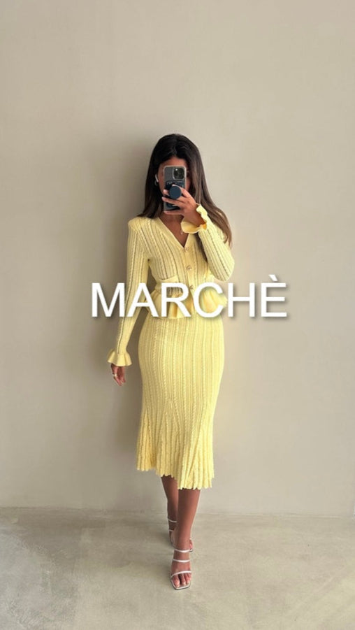 KNITTED STRETCH  RUFFLED  DRESS