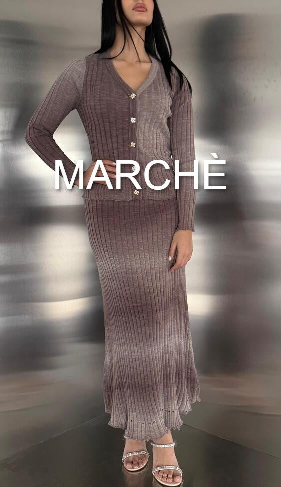 V-NECK KNITTED TOP + SKIRT