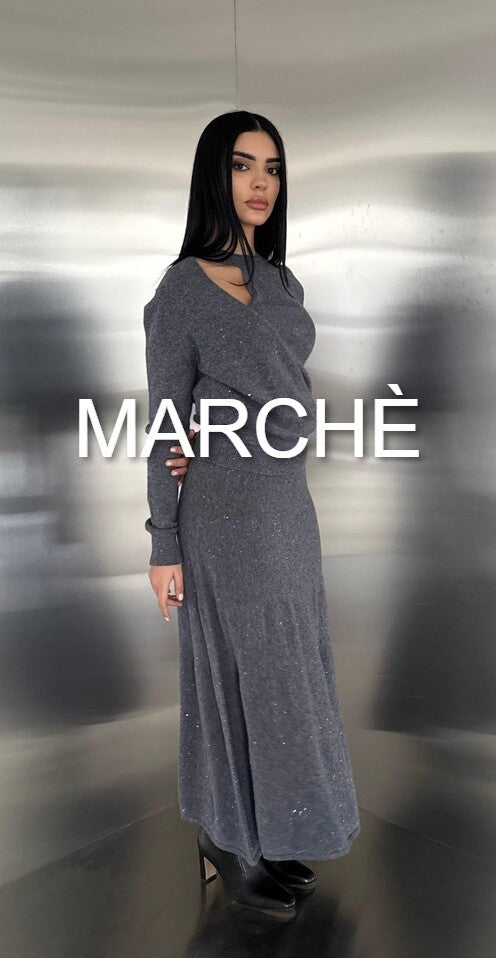 WRAP STYLE KNIT SWEATER+SKIRT