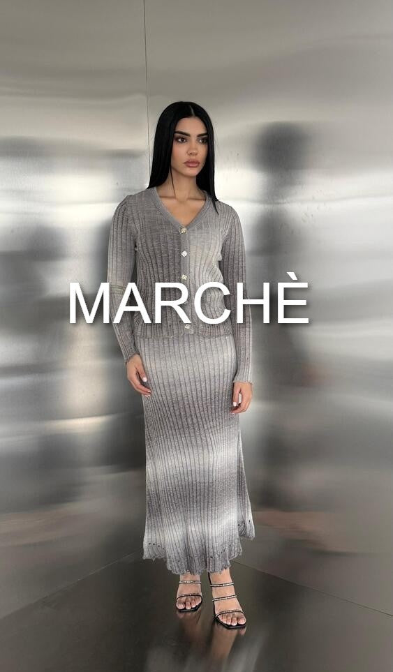 V-NECK KNITTED TOP + SKIRT