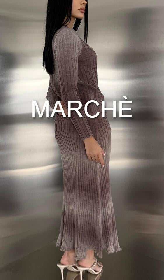 V-NECK KNITTED TOP + SKIRT