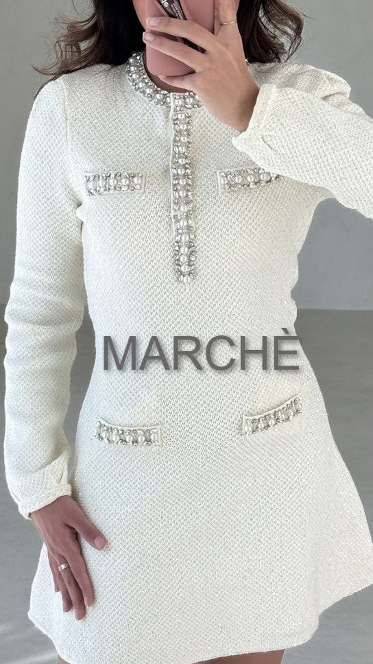 ELASTIC CORSET BEADED SHORT DRESS