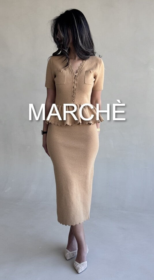 KNITTED MIDI RUFFLE DRESS