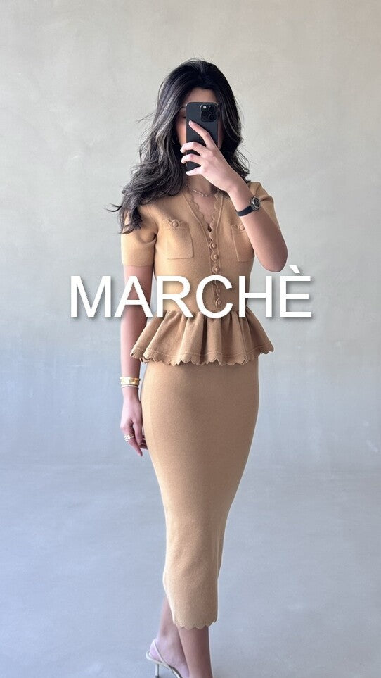 KNITTED MIDI RUFFLE DRESS