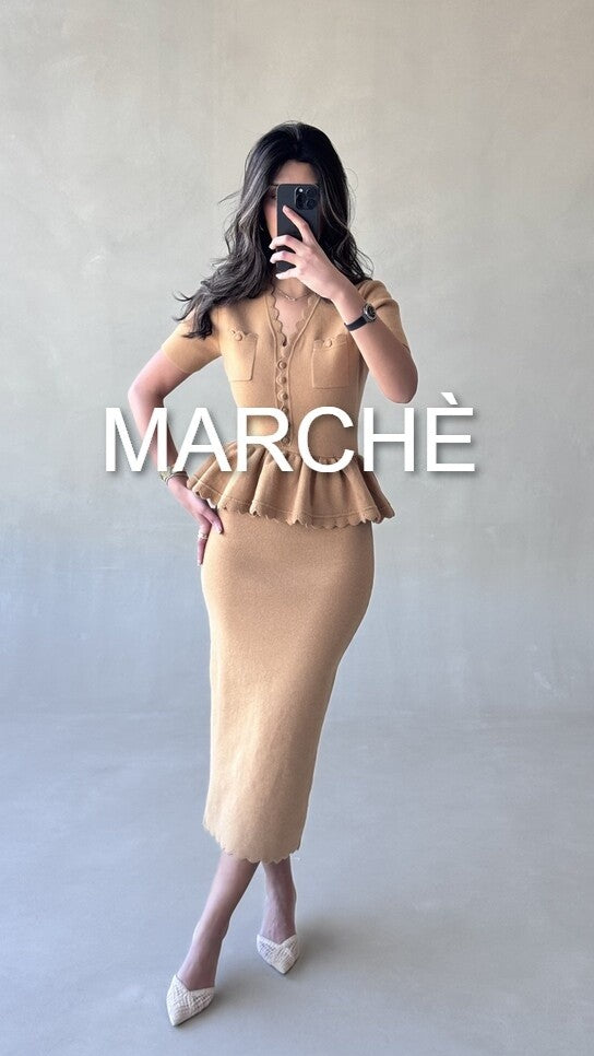 KNITTED MIDI RUFFLE DRESS