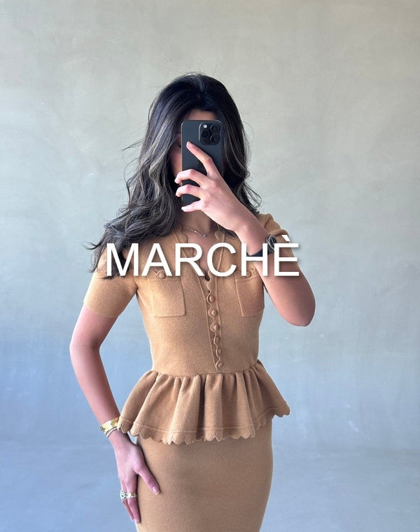 KNITTED MIDI RUFFLE DRESS