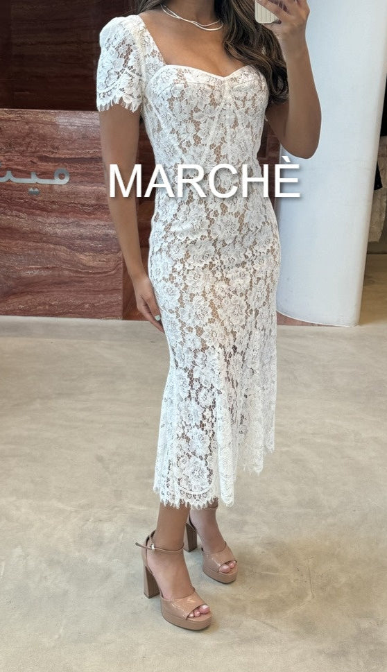 EYELASH FLOWER LACE MIDI