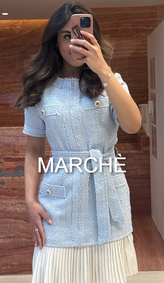 ZIPPER COARSE TWEED WAIST