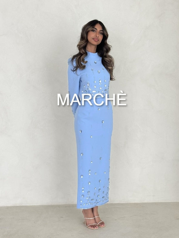 2 PC SET Stand Collar Top Zip Back Cropped Tops Long Skirts
