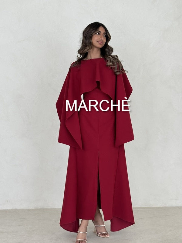 ELEGANT PATCHWORK SHAWL LONG SLEEVE MERMAID DRESS