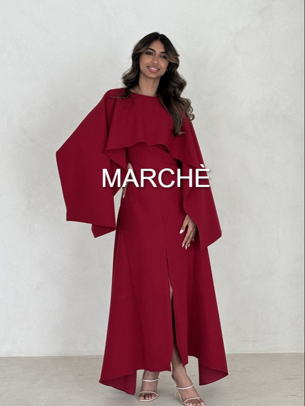 ELEGANT PATCHWORK SHAWL LONG SLEEVE MERMAID DRESS