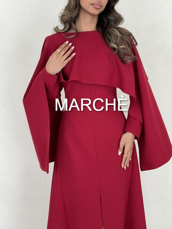 ELEGANT PATCHWORK SHAWL LONG SLEEVE MERMAID DRESS