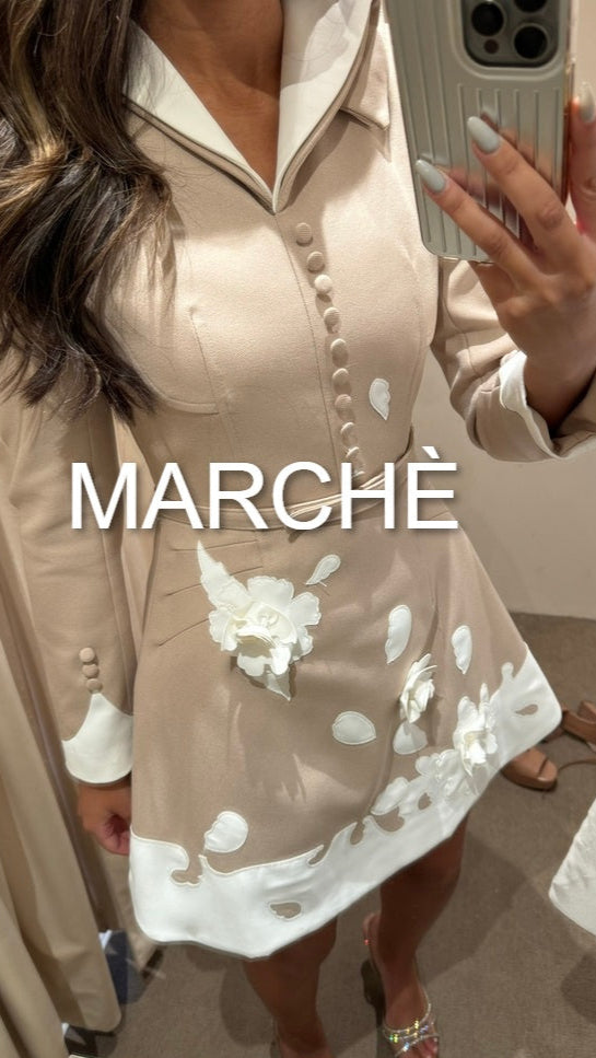 Lapel 3D Flower Fashion Dress