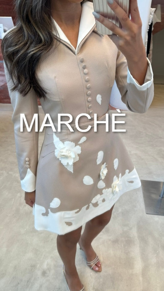 Lapel 3D Flower Fashion Dress