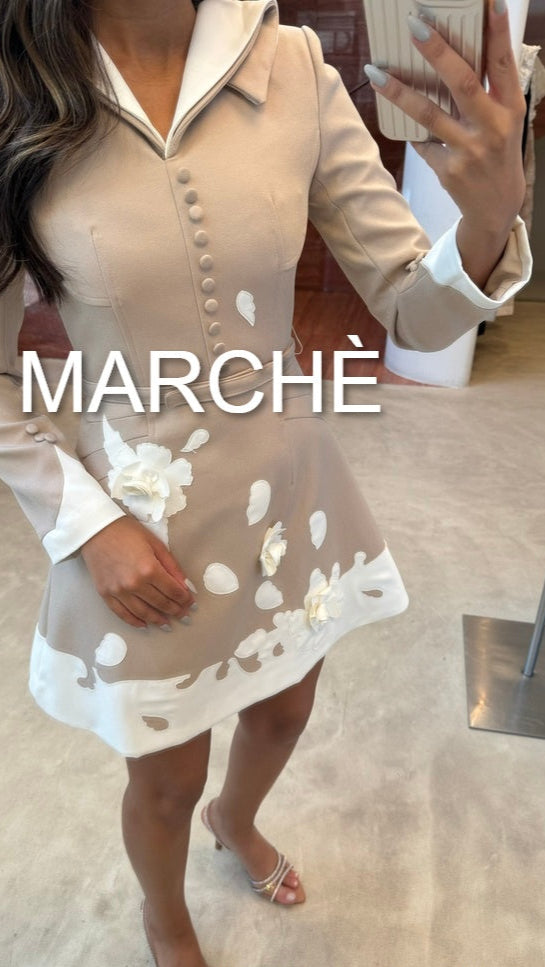 Lapel 3D Flower Fashion Dress