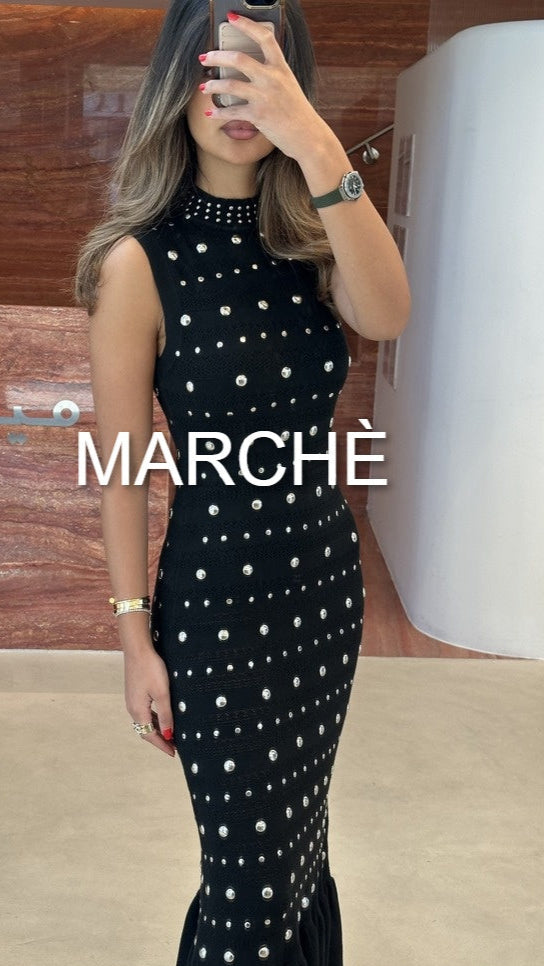 TIP BOTTON SLEEVELESS LONG DRESS
