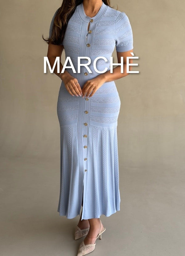 CROCHET BREASTED KNIT DRESS