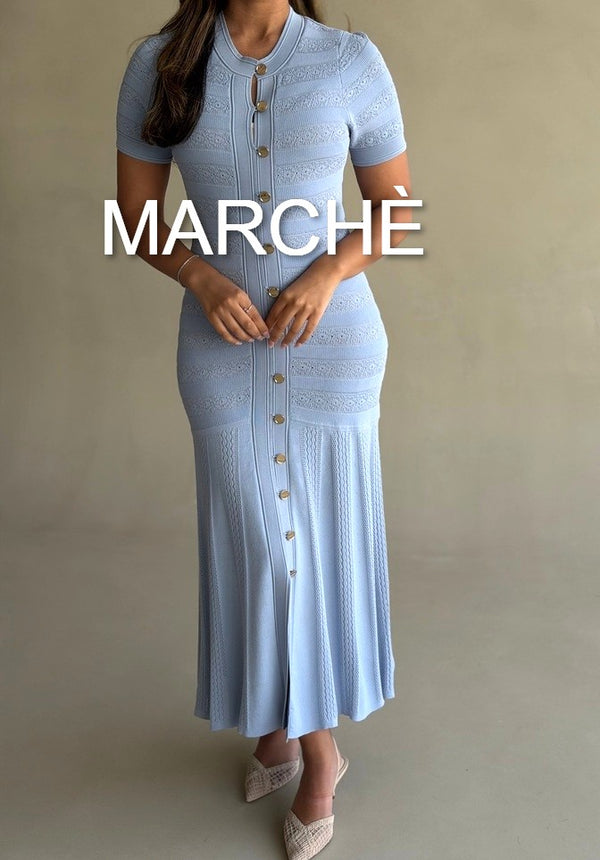 CROCHET BREASTED KNIT DRESS