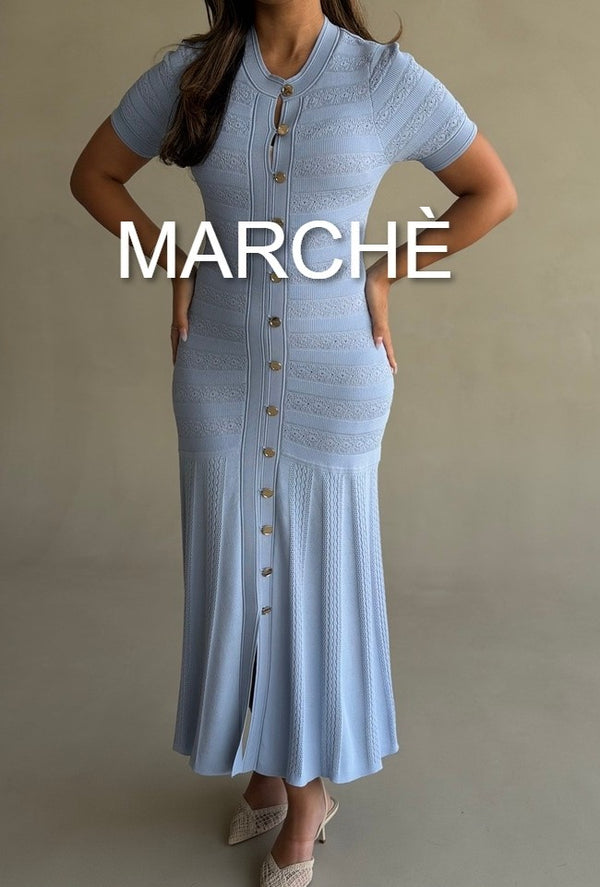 CROCHET BREASTED KNIT DRESS