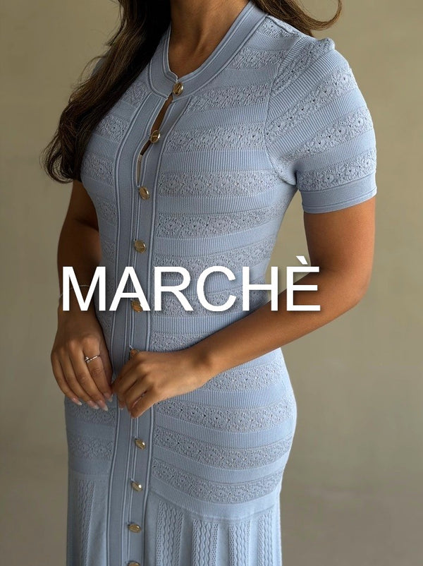 CROCHET BREASTED KNIT DRESS