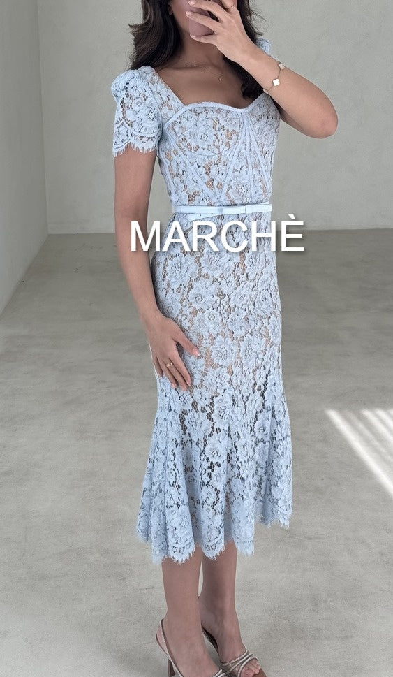EYELASH FLOWER LACE MIDI