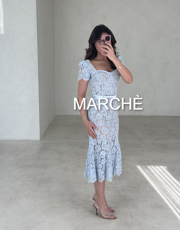 EYELASH FLOWER LACE MIDI