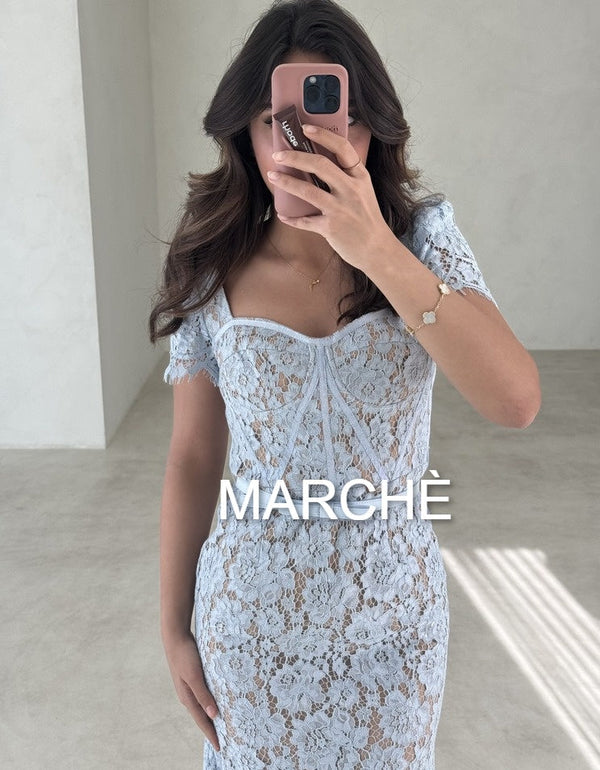 EYELASH FLOWER LACE MIDI