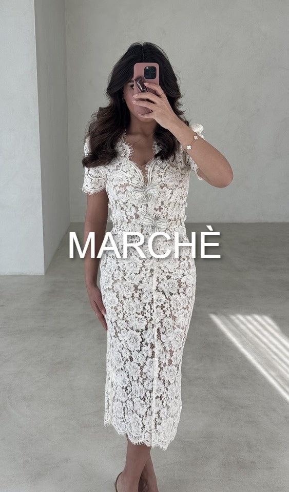 V-NECK LACE FLORAL MIDI