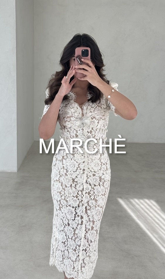 V-NECK LACE FLORAL MIDI