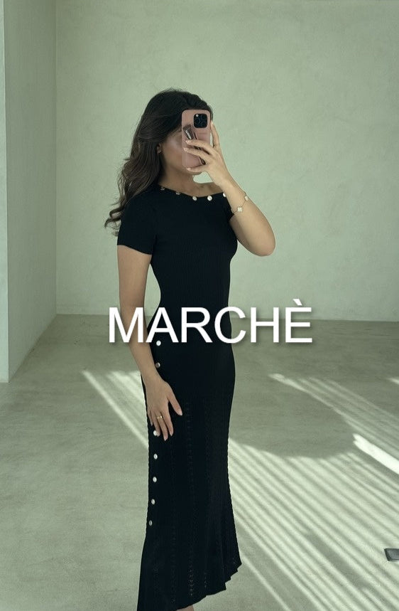 METALLIC BUTTON KNIT DRESS