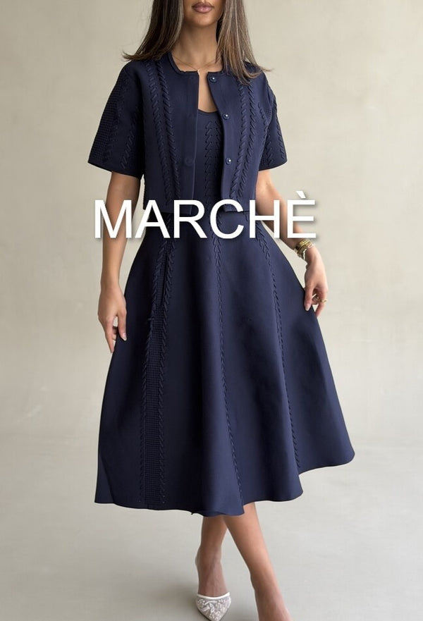 LONG KNITTED DRESS WITH CARDIGAN