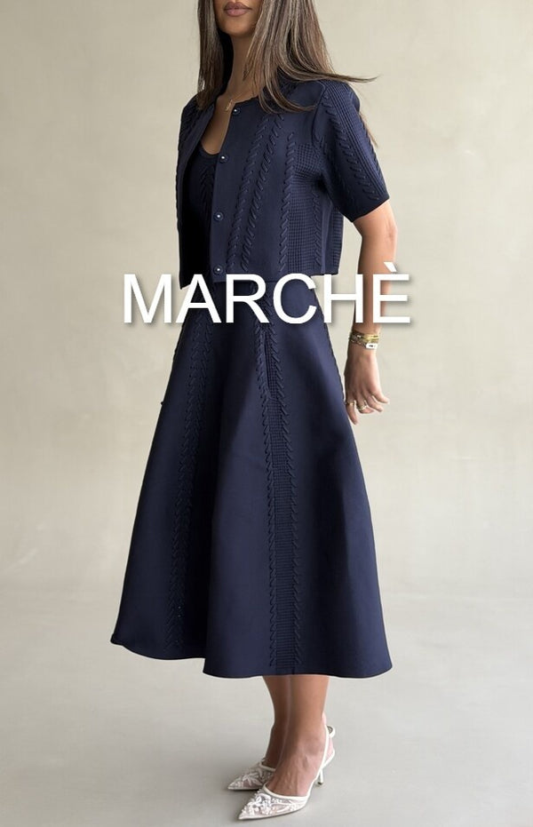 LONG KNITTED DRESS WITH CARDIGAN