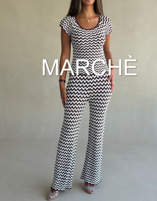 PATTERN WAVE KNIT TOP + PANTS