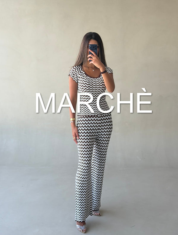 PATTERN WAVE KNIT TOP + PANTS