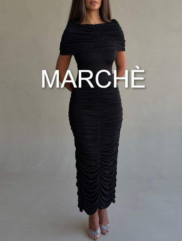 PLEATED WRAP SEXY DRESS