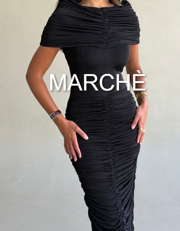 PLEATED WRAP SEXY DRESS