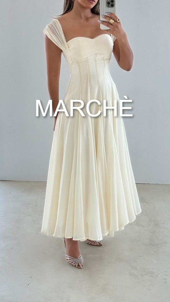SQUARE NECK LONG ELEGANT DRESS