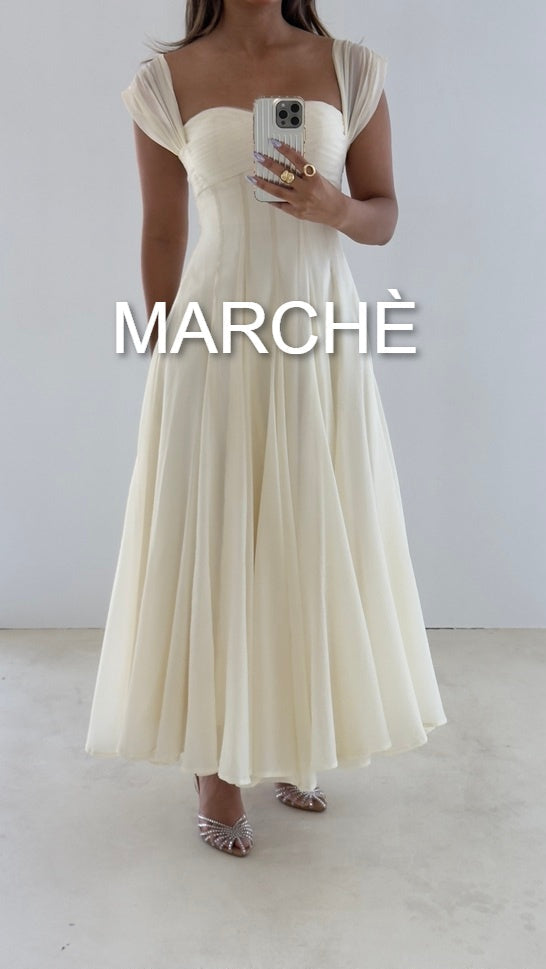 SQUARE NECK LONG ELEGANT DRESS