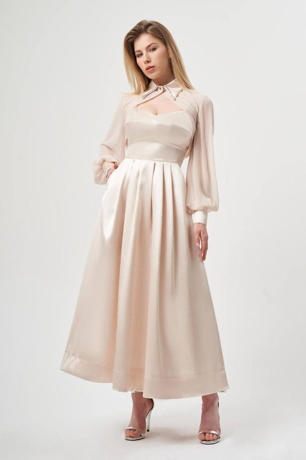 2 PCS SETS CHIFFON LONG SLEEVE DRESS