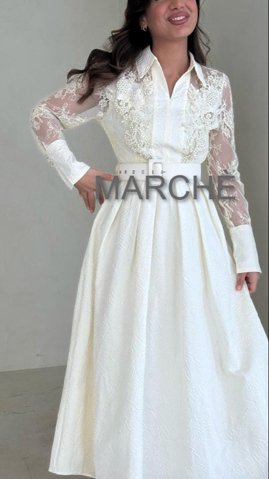 COLLAR LONG SLEEVE DRESS