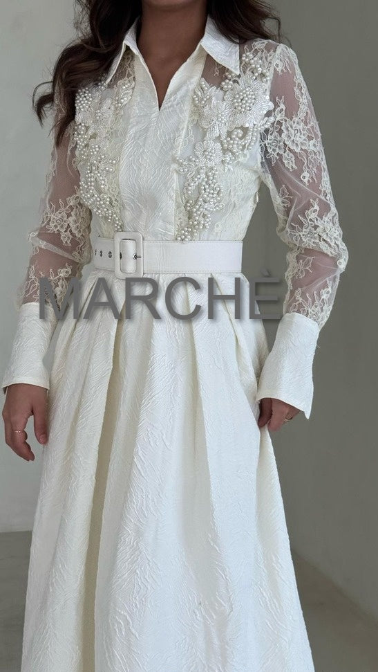 COLLAR LONG SLEEVE DRESS