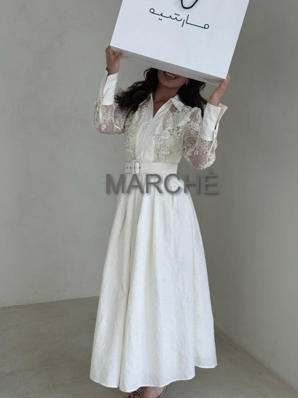 COLLAR LONG SLEEVE DRESS