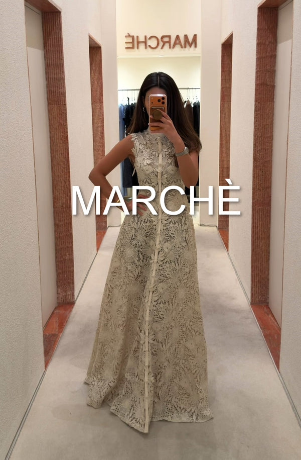 SPLICED LACE EMBROIDERED DRESS