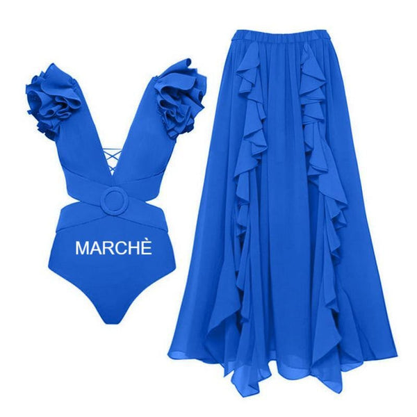 Luxury Swimwear Beachwear Ruffle Straps