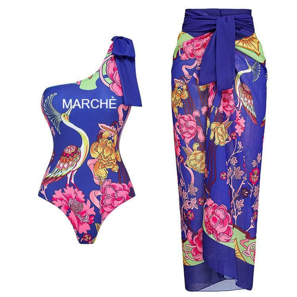 BIKINI SET FLORAL PRINT WITH LONG SKIRT – Marché