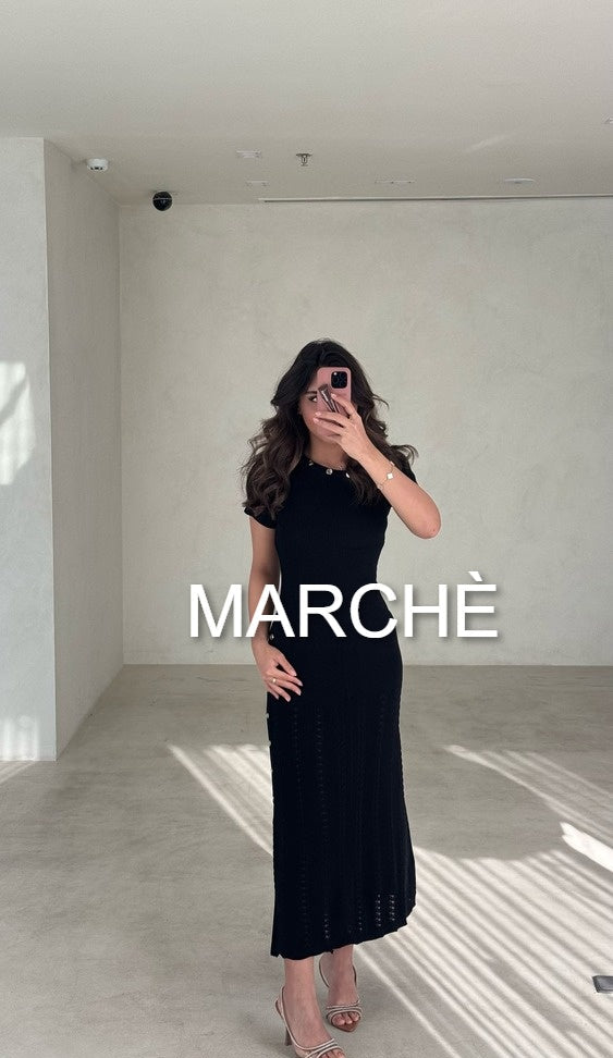 METALLIC BUTTON KNIT DRESS