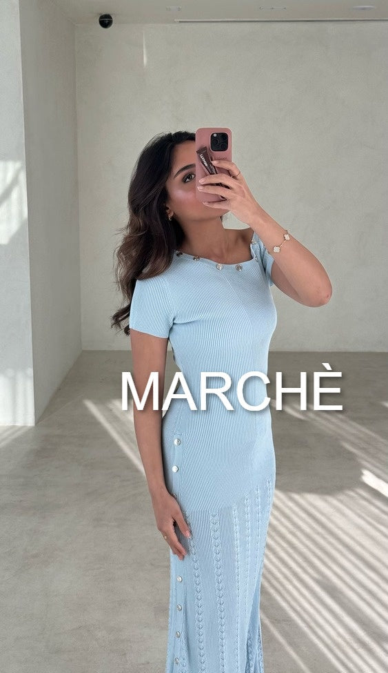 METALLIC BUTTON KNIT DRESS