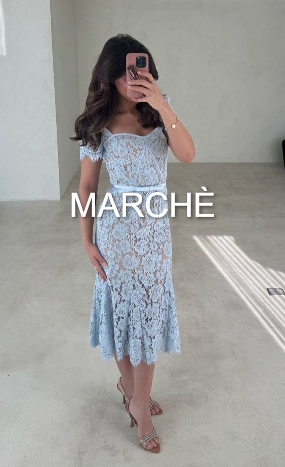 EYELASH FLOWER LACE MIDI