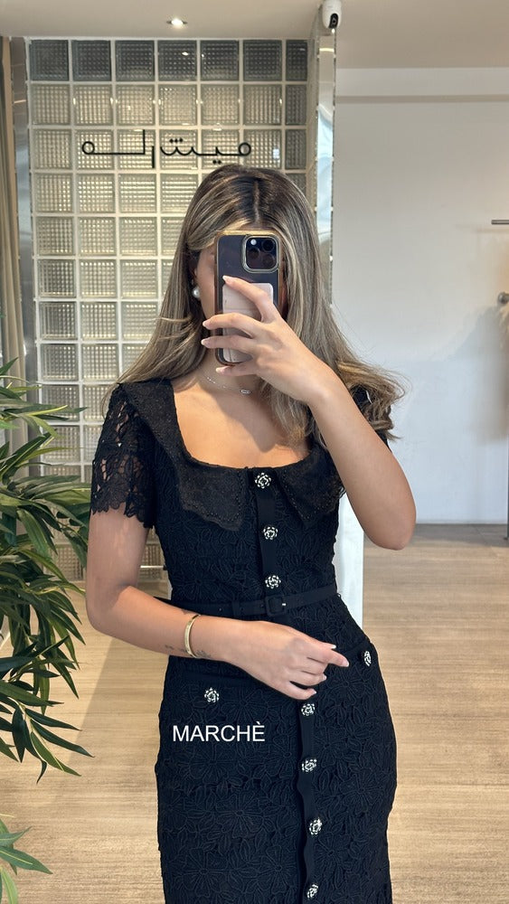 ELEGANT FLOWER EMBROIDERY LACE PROM DRESS