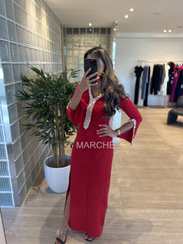 V-NECK DIAMOND LONG SLEEVE DRESS